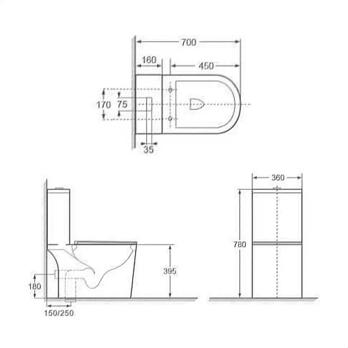 Vasile V623 Tornado Flush Toilet Bowl - view 2